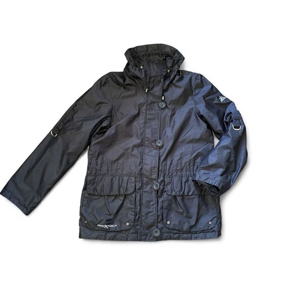 Zero Xposure Women’s Raincoat Jacket Size S Active Wear 4 Pocket Zipper Black - Picture 1 of 10
